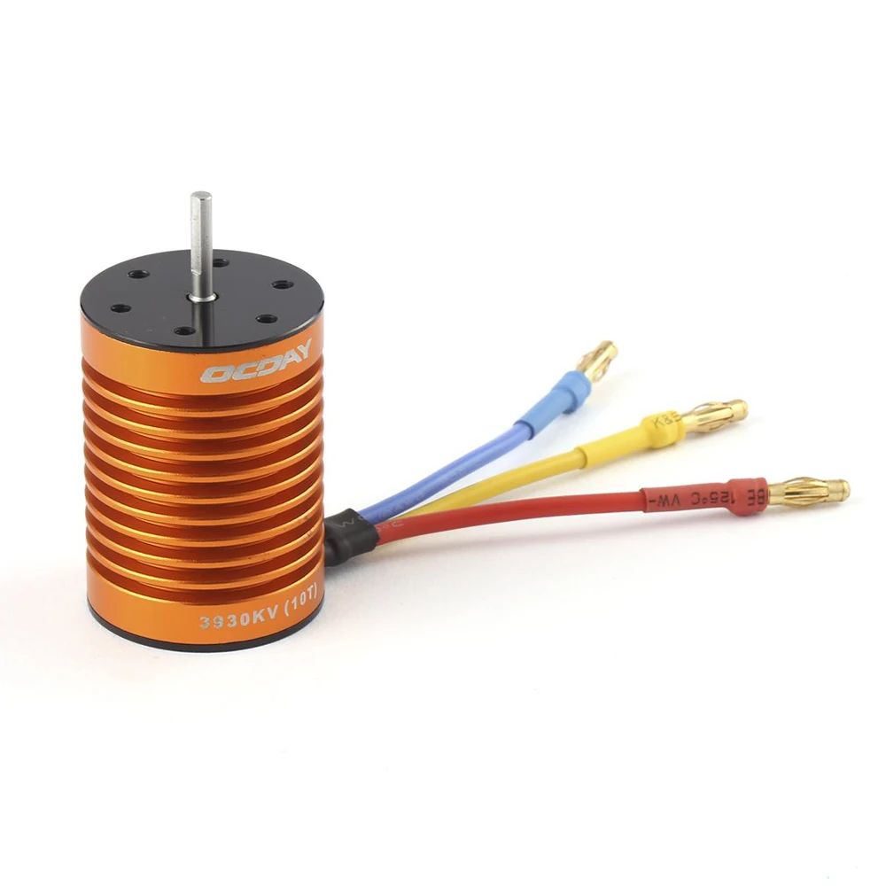 

10T 3930KV 4 Poles Sensorless Brushless Motor and Waterproof 60A Sensorless Brushless Car ESC for 1/10 RC Car Truck Boat