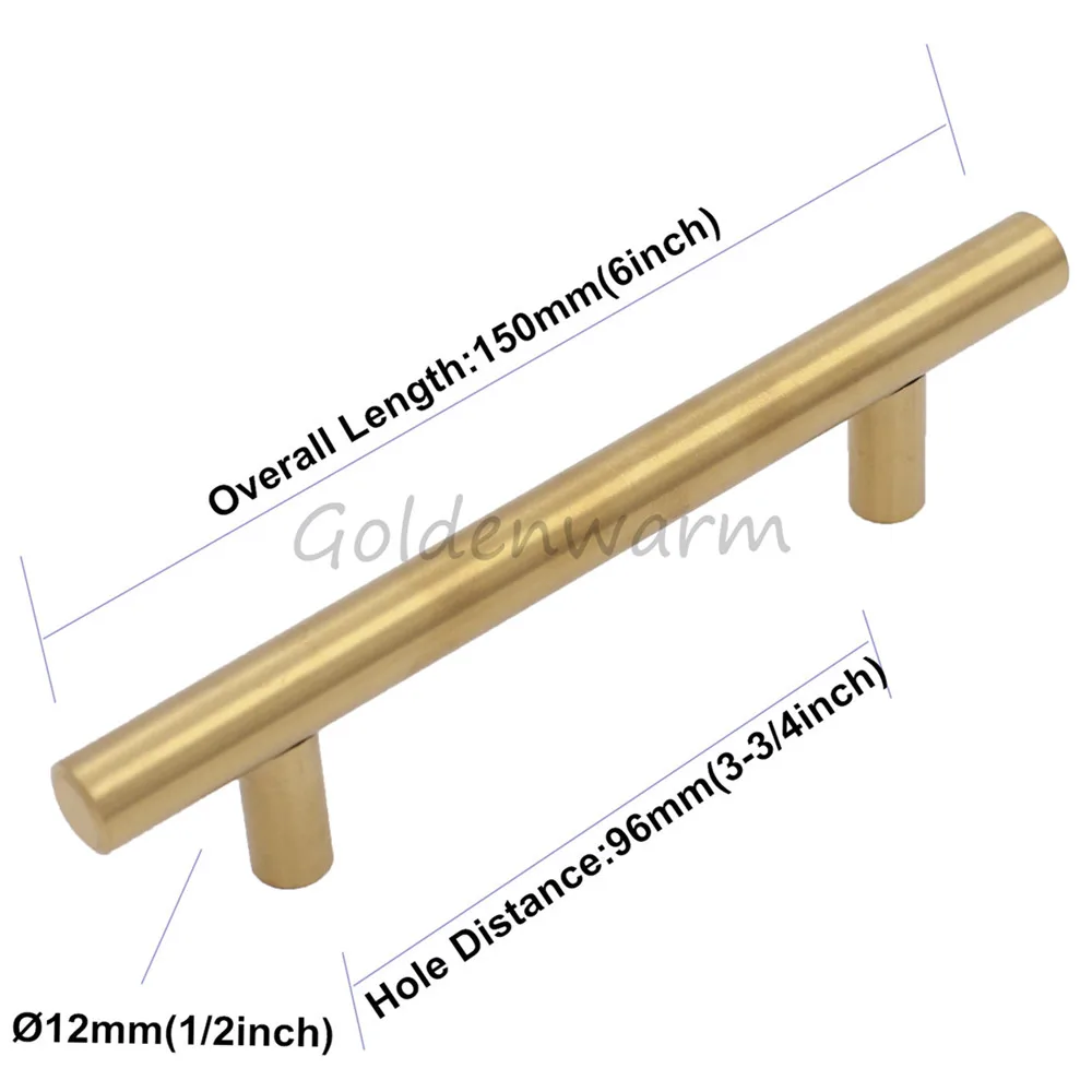 Gold Stainless Steel Cabinet Handle Goldenwarm Hole Centers 3 3 4