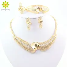 Модные европейские Стразы Свадебные африканские Ювелирные наборы для невесты золотой цвет костюм подвеска со стразами