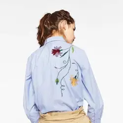 2018 новые брендовые стильные женские топы с рукавом три четверти и цветочной вышивкой