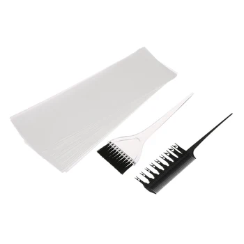 

Professional Hair Coloring Dyeing Highlighting Tool Hair Color Comb Applicator Tint Brush Plastic Hair Color Dye Paper Set