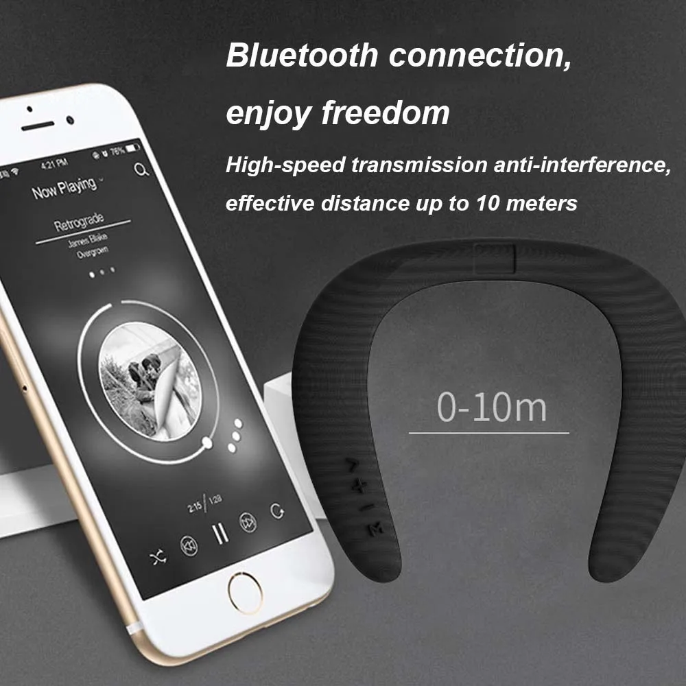 JINSERTA 5D стерео беспроводной bluetooth-динамик водонепроницаемый переносной кольцевой шейный спортивный подвесной микрофон Bluetooth аудио