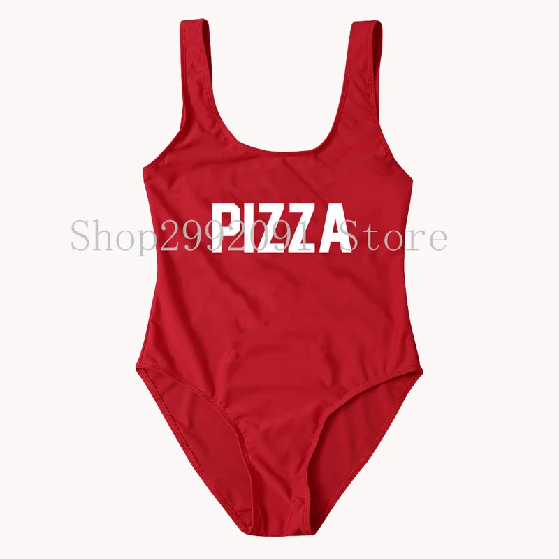One Piece Swimsuit Pizza Swimwear Monokini Bathing Sexy Bodysuit