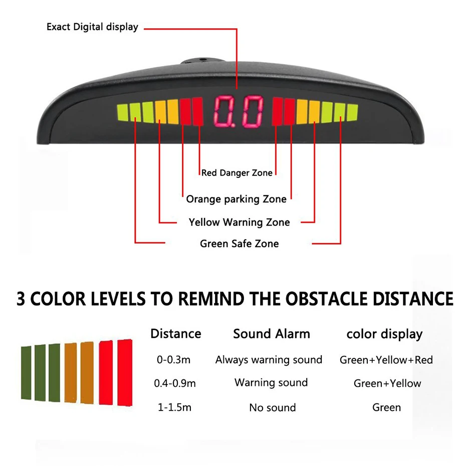 Автомобильный СВЕТОДИОДНЫЙ парковочный датчик, Парктроник, дисплей, 4 датчика s, помощь при обратном копировании, радар-детектор, светильник, система сердечного монитора