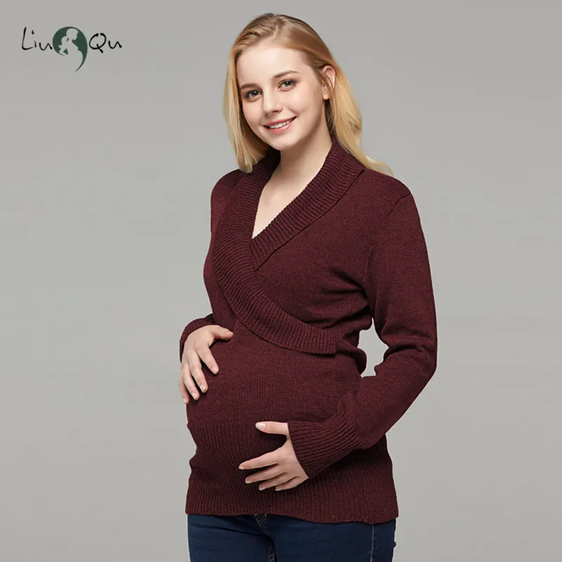 

Maternity Pregnancy Sweater Long Sleeve Pullover Breastfeeding Nursing Tops Maternity Sweater Loose Tunic Winter Women Clothing