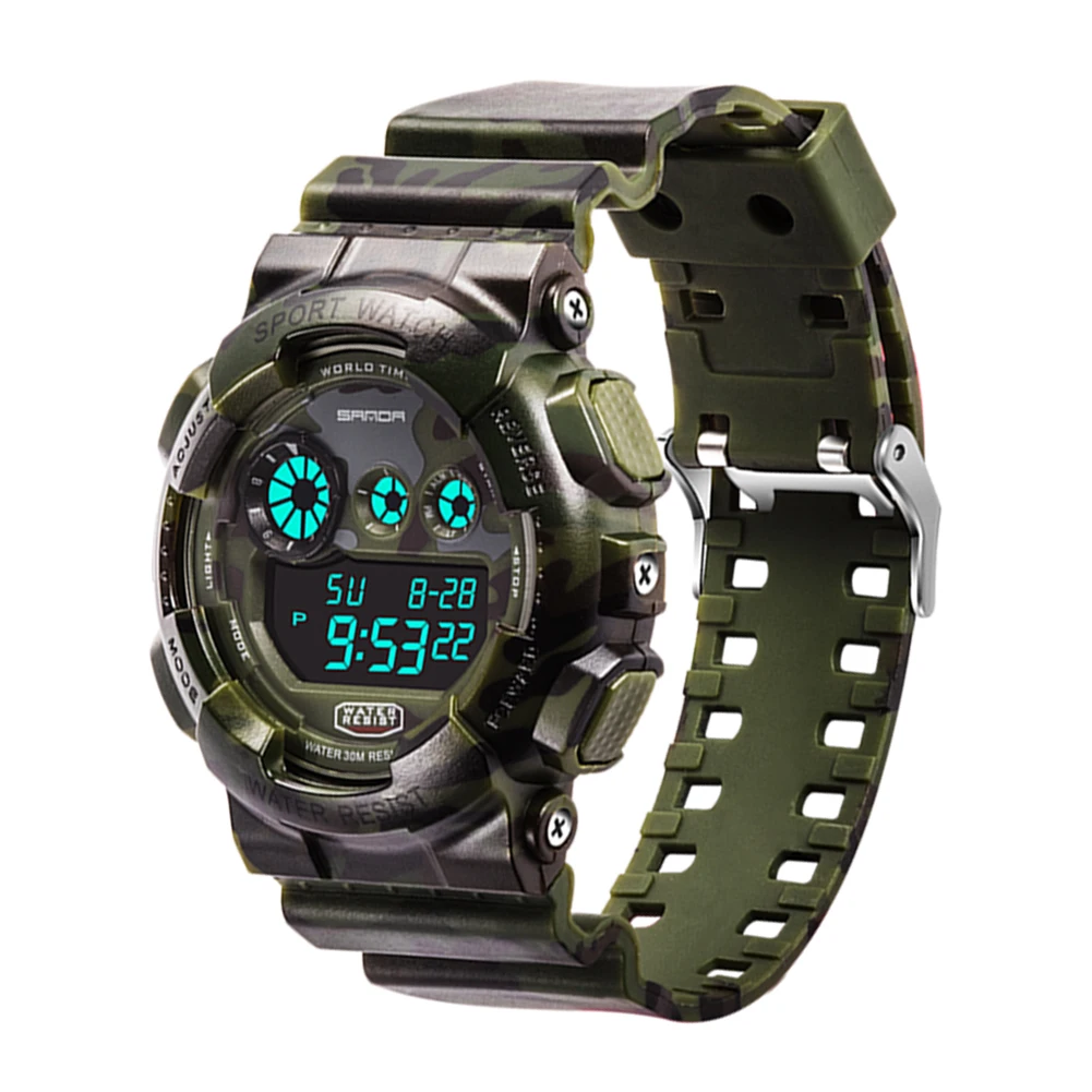 

2018 Fashion Digital Watch Man Waterproof Electronic LED Watch Military Sports Camouflage Watch