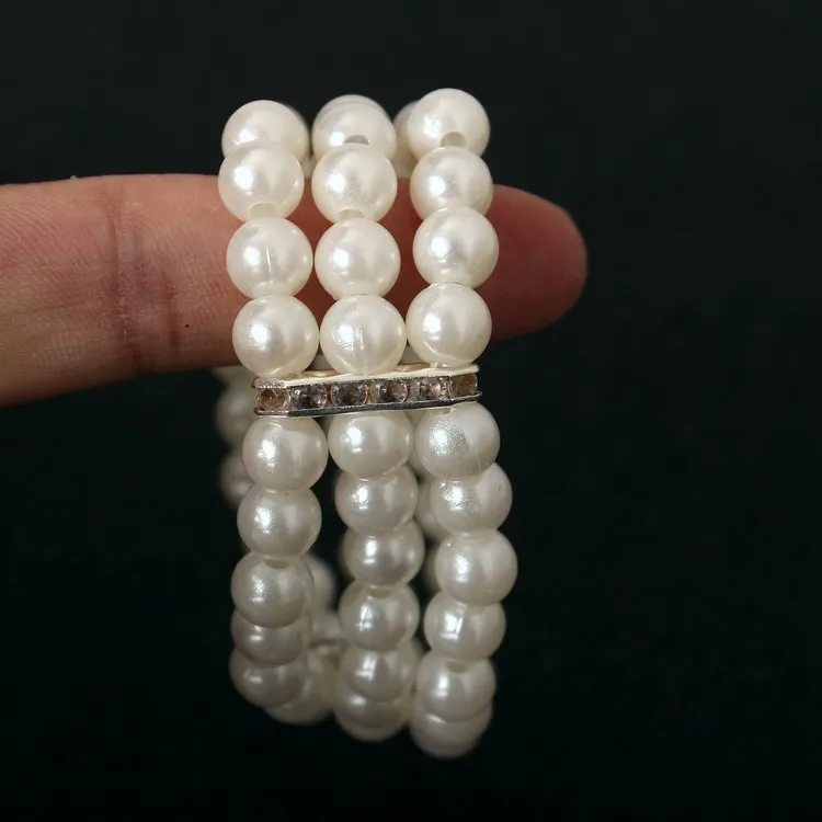 

New Japan and South Korea three pearl flashing multi - layer elastic bracelet