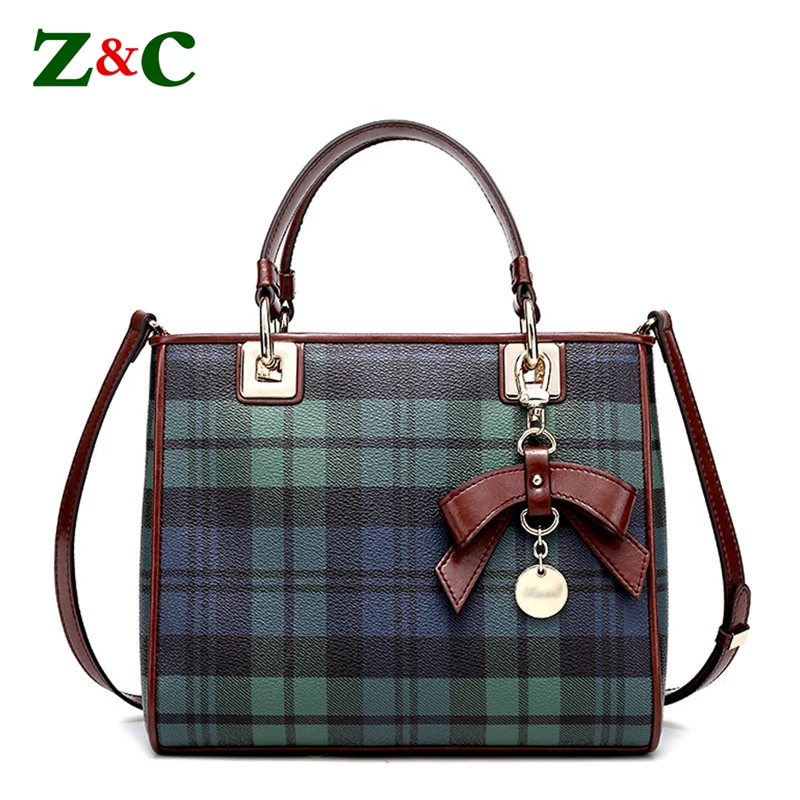 

Newest High Fashion Ladies Hand Bag Women's Split Leather Handbag Real Cow Leather Tote Bag Plaid Green Blue Striped Stitching