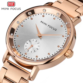 

Minifocus Rhinestone Rose Gold Watch Women Bracelet Diamond Quartz Ladies Watch Relogios Feminino Stainless Steel Women Watches