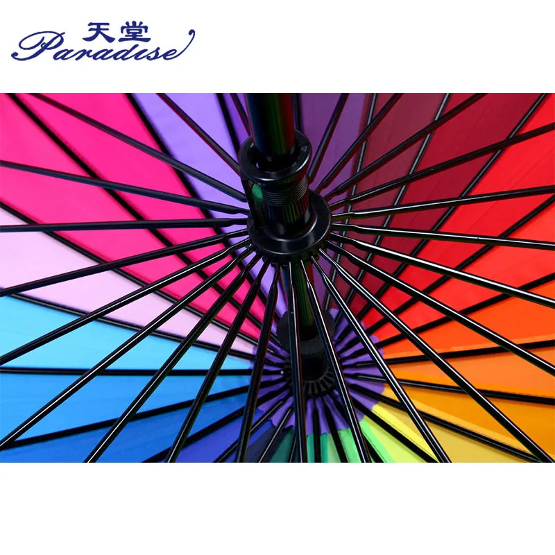 Fashion Women parasol Rainbow Umbrella Big Long Handle Straight Colorful Umbrella Female Sunny And Rainy Umbrella