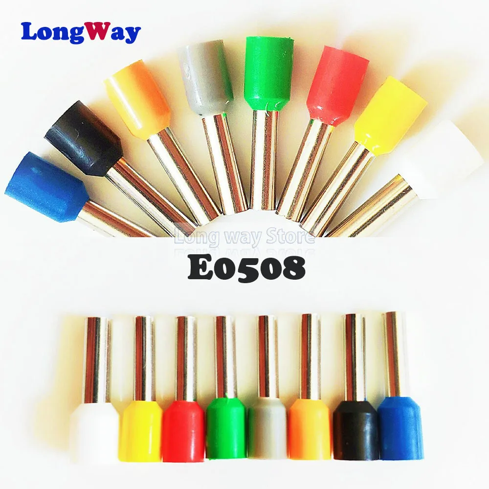 

E0508 50PCS/Bag Tube Insulated cord end terminals 0.5mm Cable Connector wire terminals Insulating Crimp Terminal Connector