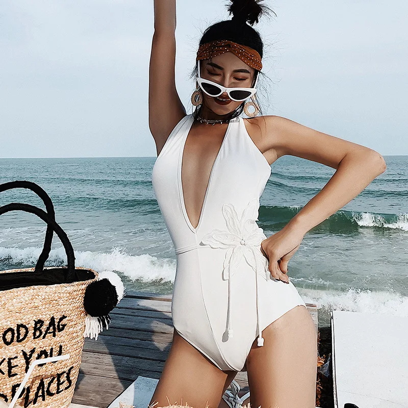 

Swimsuit With Pushup 2019 Bikini Bathing Suit Push Up Women Feeling Lace Hollow Underwire Thickening Pure Sexy Print Polyester