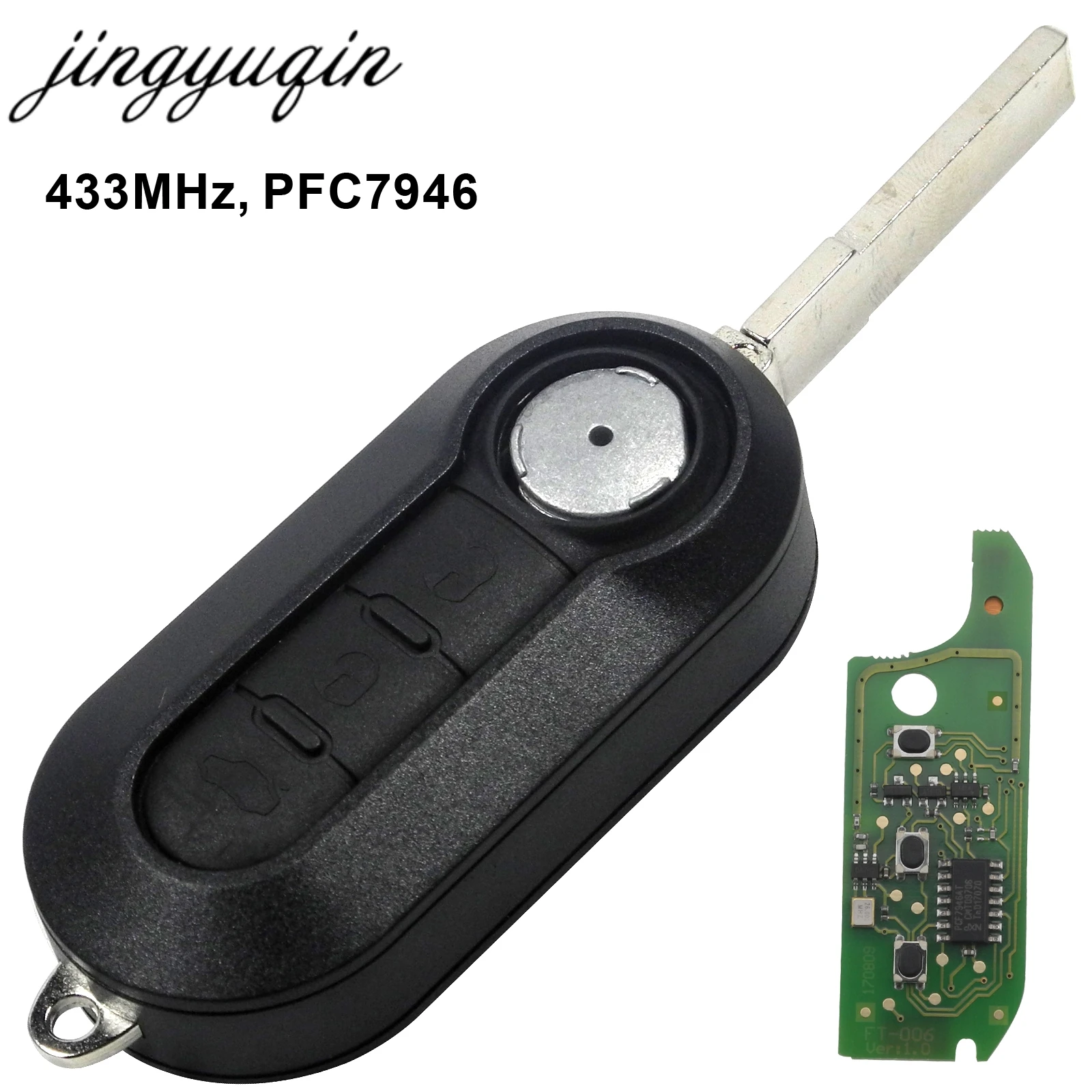 

jingyuqin 3 Buttons Remote Key Fob 433MHz For Fiat 500 Grande Punto 2010-2017 keys PCF7946/PCF7946AT Chip