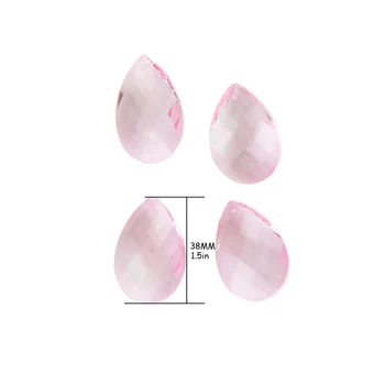 

38mm 50pcs/lot Pink Suncatcher Prism Parts Crystal Chandelier Sparre Pendant Crystal Teardrop Chandelier Parts For Wedding Decor