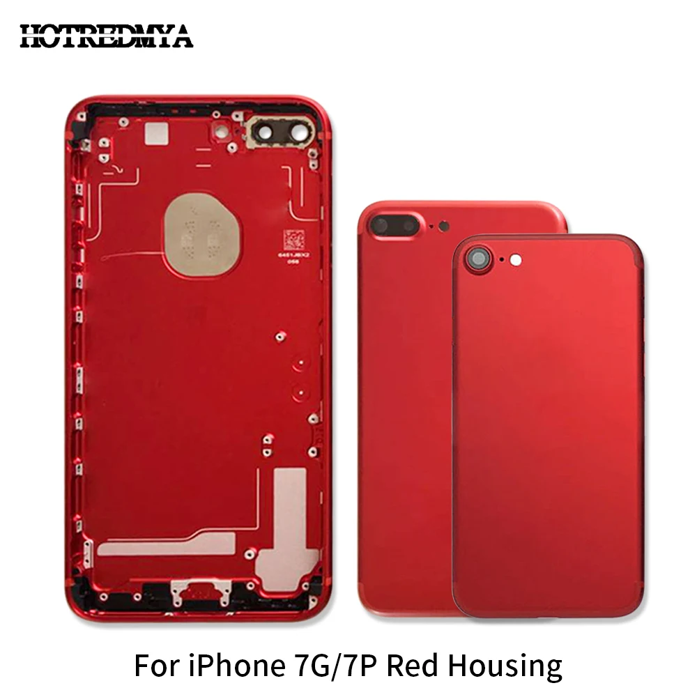 

Red Back Housing Battery Cover Rear Door Case For Apple iPhone 7G 7 Plus battery case Middle Frame Assembly Battery Cover+Button