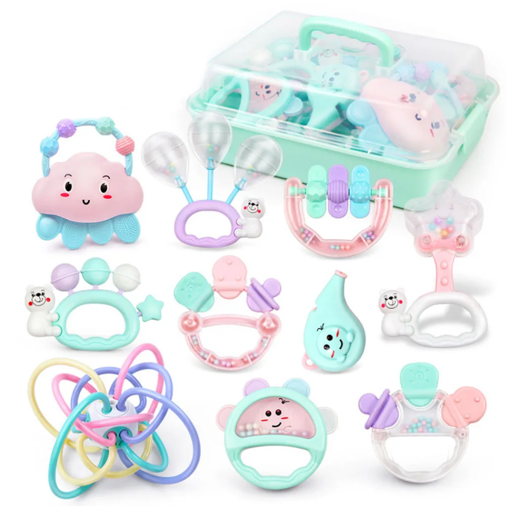 

9pcs Colorful Baby Rattle Montessori Toys Kids Educational Crib Mobiles Baby Teether Toy for Girls Rattle Toy