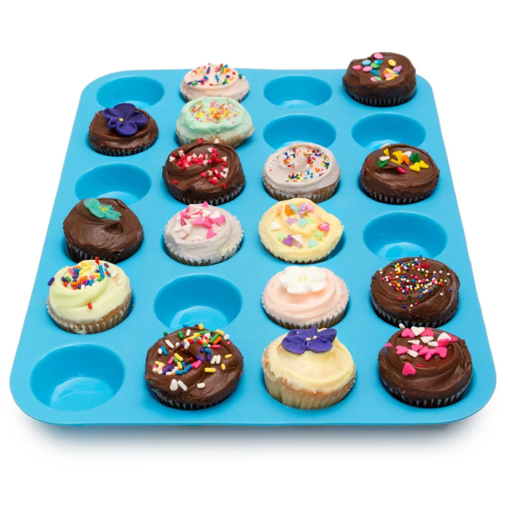 Large Mini Muffin Pan 24 Cups Jumbo Silicone Mold for Cupcakes and