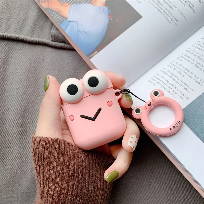 Cute Bluetooth Wireless Earphone Case For Apple AirPods Silicone Cartoon Charging Cases For Air Pods Protective Cover Key Rings (6)