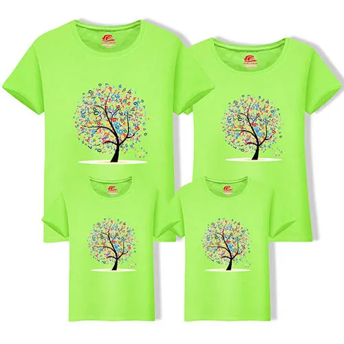 Одежда для всей семьи, одинаковые комплекты для всей семьи, одежда для папы, мамы, дочки и сына, хлопковая футболка с короткими рукавами и принтом, № 9 - Цвет: light green