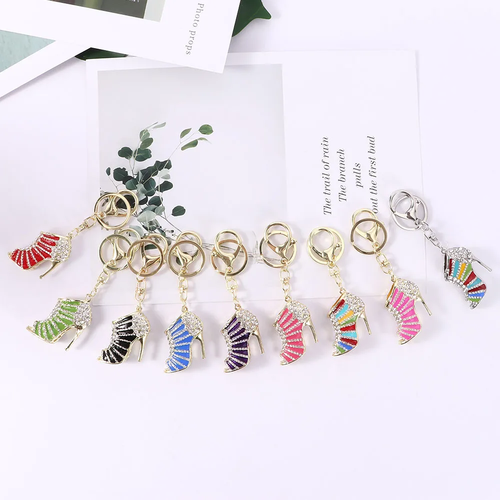 

1 Pcs Novelty High Heel Shoes Keychains Rhinestone Shoe Keyring Charm Women Handbag Key Holder Girl Bag Pendant Jewelry