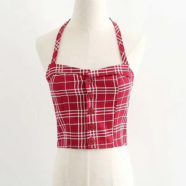 red plaid tube top
