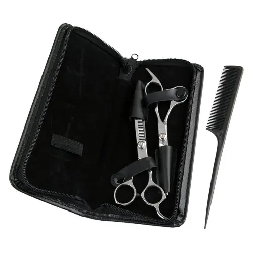 

2 Hairdressing Scissors Stainless Steel Sculptor finger rest 6.5 & 6 "+ Comb