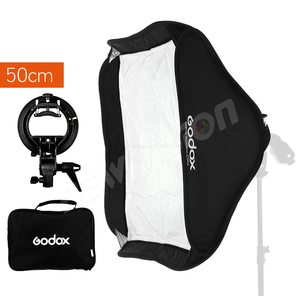 Prix pour Godox 50*50 cm/20 "* 20" Softbox Diffuseur avec S-type Support Bowens Support pour Studio Photo Speedlite Flash Lumière Prix pour Godox 50*50 cm/20 "* 20" Softbox Diffuseur avec S-type Support Bowens Support pour Studio Photo Speedlite Flash Lumière