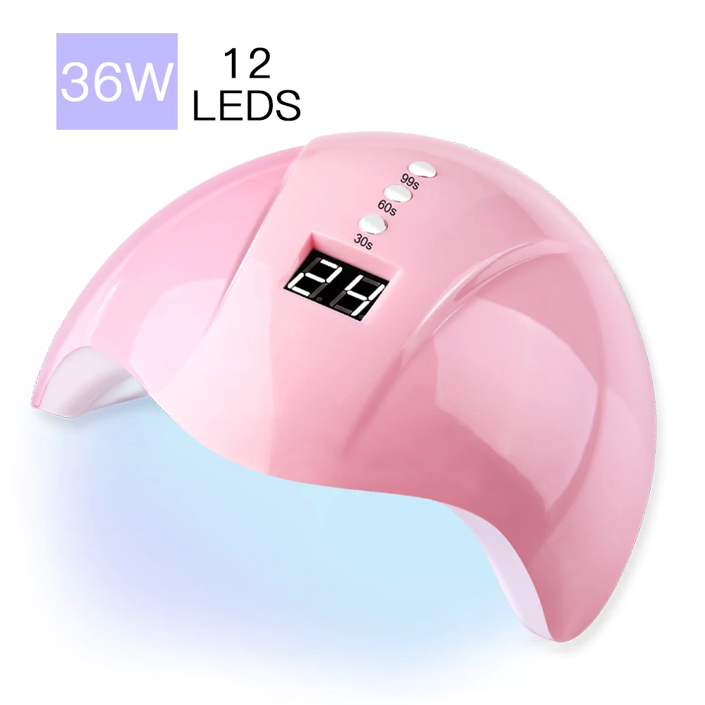 Lámpara Led UV de 36W para secador de uñas para todo tipo de lámpara UV de Gel de 12 Leds para máquina de curado de uñas 30 s/60 s/99/s temporizador conector USB