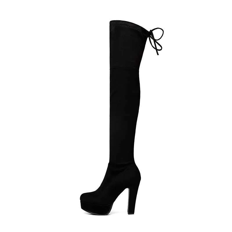 Asumer Spuer heels shoes over the knee boots fashion elegant party shoes autumn winter boots platform flock thigh high
