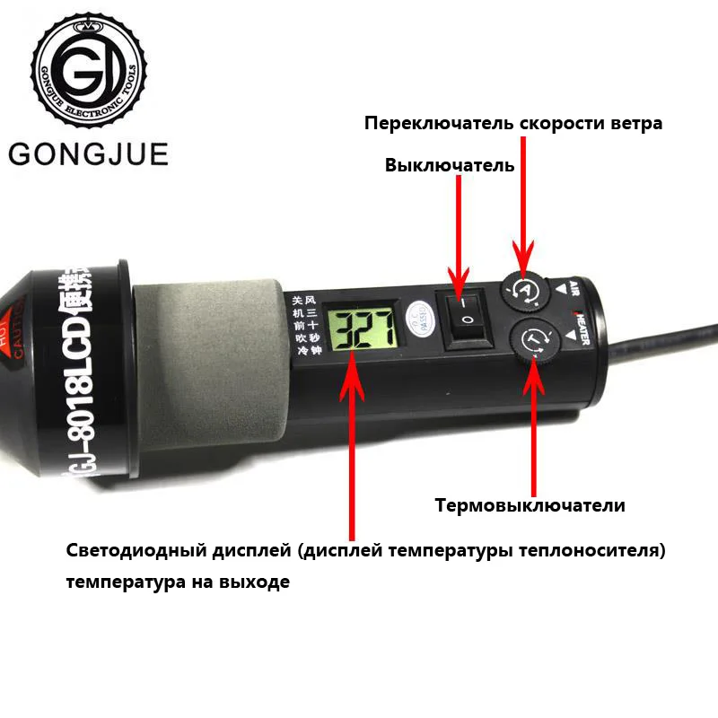 Тепловая пушка 220 В электрическая температура цифровой дисплей температура регулируемый строительный фен для волос горячий воздушный пистолет паяльная Тепловая пушка