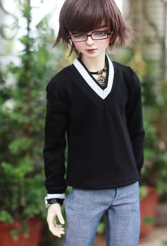 

BJD doll shirt black College style V-collar render T-shirt Hoody for 1/3 BJD DD SD SD17 Uncle doll clothes accessories