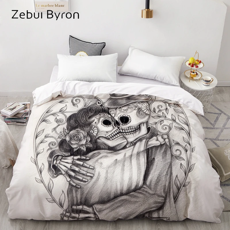 

3D Duvet Cover 200x200/220x240,Comforter/Quilt/Blanket case Queen/King/Custom,Bedding pencil drawing Skull,drop ship