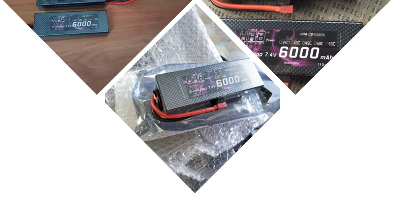 2 шт. HRB 2S 7,4 V 6000mah 60C Lipo батарея RC части жесткий чехол T XT60 Deans EC5 XT90 для Traxxas TRX4 Багги автомобили FPV Самолет лодка