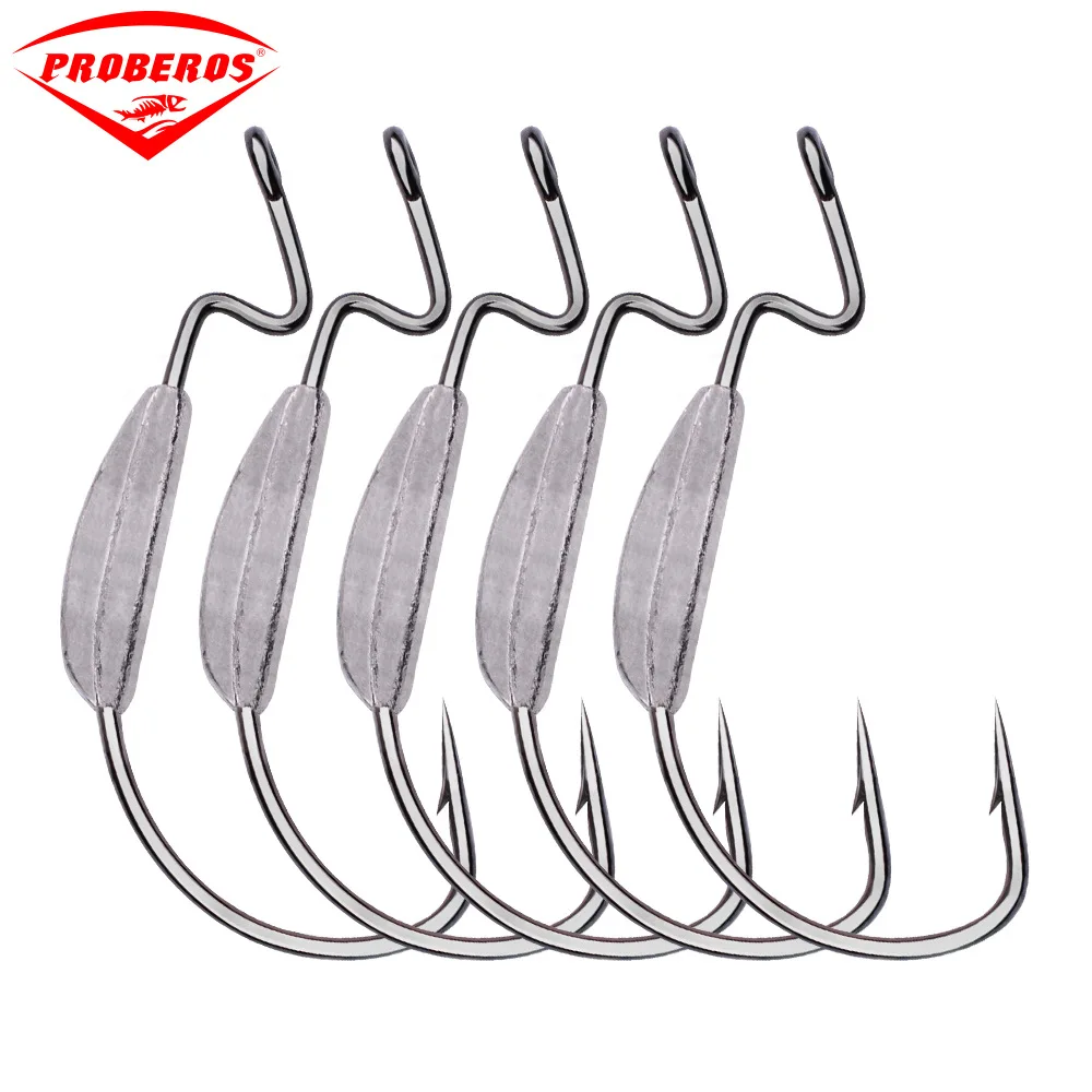 

5pcs/lot Fishing Hook With Lead 1/0-2/0-3/0-4/0# Worm Hook Offset Jig Big Hook High Carbon Steel Carp Anzol Peche Fishhook