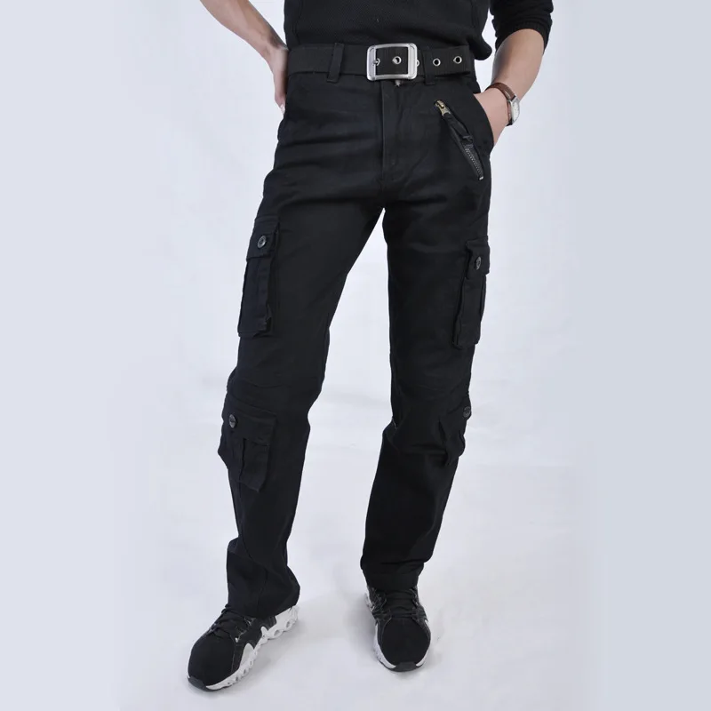 

2019 Trendy pants multi-pocket cotton solid color pants men outdoor camouflage military pants large size loose men's overalls