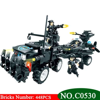 

448PCS C0530 SWAT series Patrol Building Blocks set Urban Weapons DIY Bricks Toys for Children Christmas Gift
