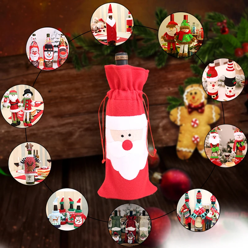 

Christmas Red Wine Bottle Cover Bags Gift Bags Christmas Dinner Decoration Santa Claus Y1072 F
