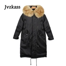 Женское хлопковое пальто с длинным меховым воротником Jvzkass новая