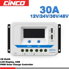 VS3048AU 30A 12 V/24 V/36 V/48 V Солнечный контроллер заряда с положительным заземлением с ЖК-дисплеем 5VDC двойной USB выход