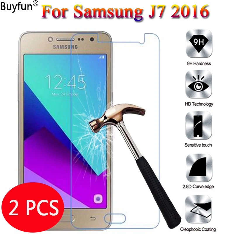 

2 PCS For Samsung Galaxy J7 2016 Tempered Glass Screen Protector For Samsung Galaxy J72016 J710 J710f Protective Film Guard Case