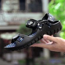 Высококачественные сандалии; мужские летние новые кожаные сандалии; Мужская Уличная обувь; модные шлепанцы; нескользящая пляжная обувь; zapatos hombre