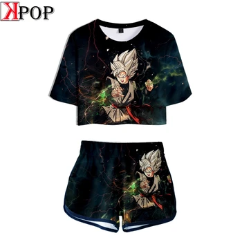 

Pride Dragon Ball Super Two piece sets 3D Short Sleeve T-shirt women Fashion Summer Personality Cloth Casual Sexy Girls Clothes