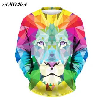 

AMOMA Unisex Realistic 3d Digital Print Pullover Sweatshirt Color Lion