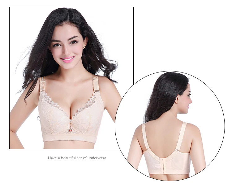 Jerrinut Plus Size Bras For Women Sexy Lace Bra Bralette Underwire Full Cup Super Push Up Brassiere D E cup 6
