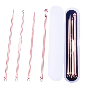 

4 pcs/set Acne Blackhead Removal Needles Pimple Metal Extractor Blackhead Pore Cleanser Deep Cleansing Tool Skin Care Beauty Kit
