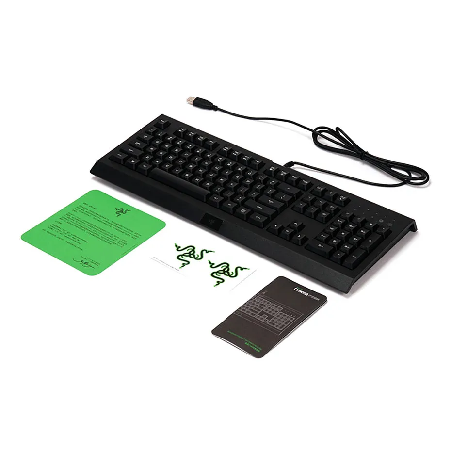 Оригинальная Проводная мембранная игровая клавиатура razer Cynosa, программируемые клавиши для записи макросов, защита от брызг, без подсветки, Игровая клавиатура