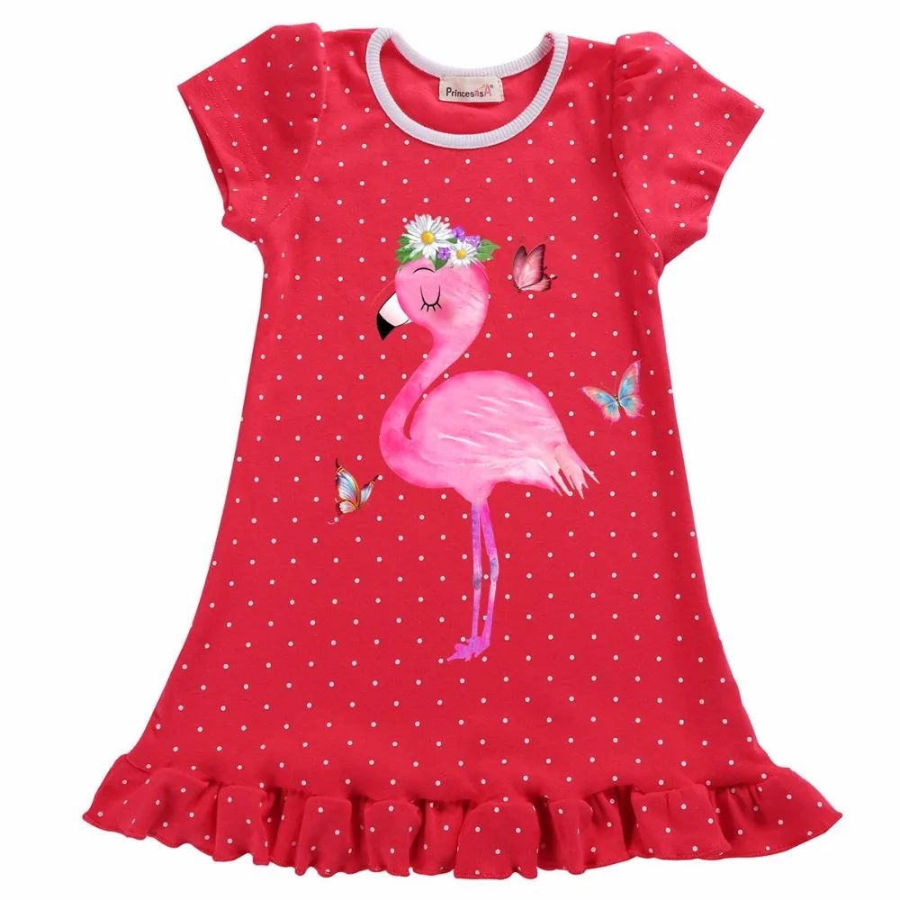 Г., новые весенние платья Одежда для детей красное платье принцессы платье для маленьких девочек с изображением фламинго, одежда для девочек от 2 до 8 лет, Vestido