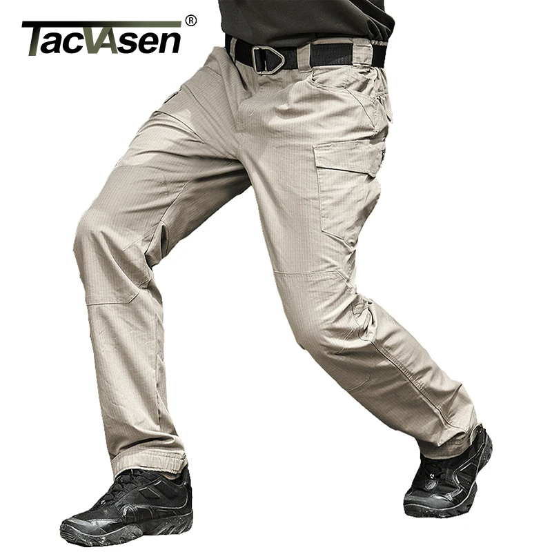 

TACVASEN New Men Waterproof Tactical Pants Military Combat Pants Cotton Rip-stop Cargo Pants SWAT Casual Trousers TD-JLTX-006