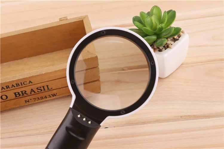 10X 110mm Diameter Handheld Magnifying Glass with LED Light Portable Magnifying Glass White Magnifier-9
