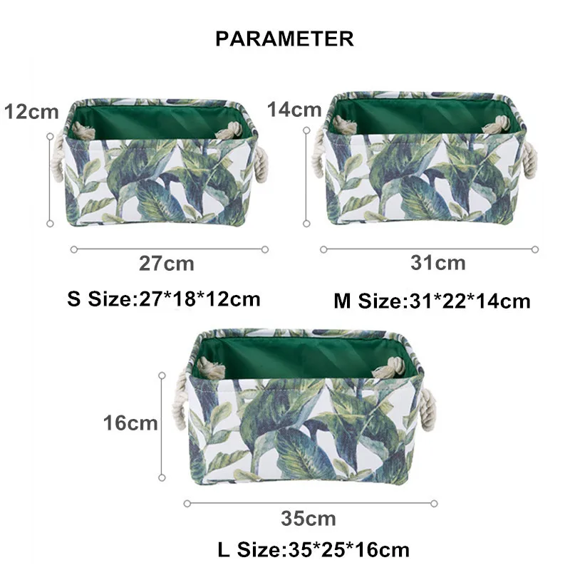 35*25*16 سنتيمتر 2018 جديد النسيج سلة الشمالي الأوراق الخضراء الملابس المنظم حاوية سلة للعب الكتب طوي سلال التخزين